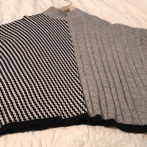 Chico’s gray and houndstooth one size poncho EUC